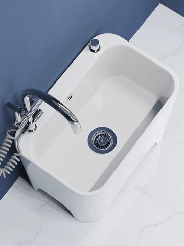 家用拖把池特價清倉帶孔拖布池陶瓷大號衛生間高腳加高洗拖把池槽 b8031