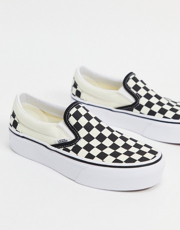 Vans Classic Slip-On Platform checkerboard trainers in black and white