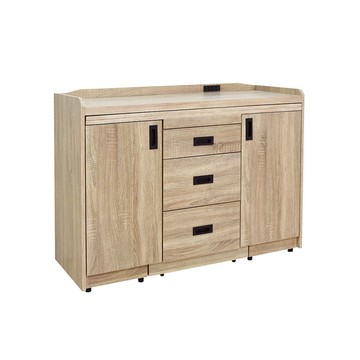 IHouse-匠人 4尺二件式移動餐桌櫃/摺疊桌/餐櫃/餐桌(附插座)梧桐