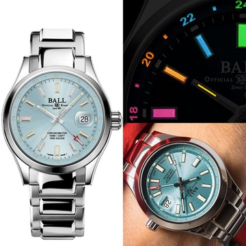 BALL 波爾錶 工程師 III GMT 天文台認證彩虹氚氣燈管限量機械錶-41mm冰藍 GM9100C-S2C-IBER