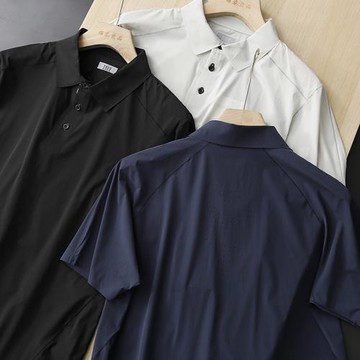 長鳳洲高端立體裁剪無縫壓膠激光沖孔輕量化戶外速干短袖polo衫男