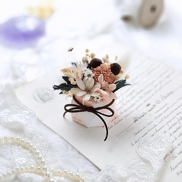 不凋永生擴香小盆花-焦糖奶茶熊迷你款 聖誕禮物