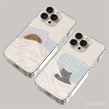 睡覺貓狗手機殼 適用iPhone16promax手機殻 蘋果15全包14/13/12/11/7/8/x/xs/情侶手機殼