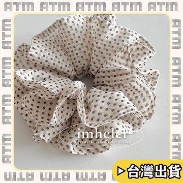 🔥臺灣出貨🔥可開發票✅輕飾時光韓國東大門波點紗小蠻腰雙層大腸髮圈簡約氣質時尚丸子頭髮飾新款