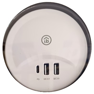 aibo PD+QC3.0 智慧雙快充收納延長線 AC100-240V 國際通用電壓 適用各大品牌手機  1m  月牙白  1個