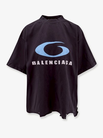 Oversize cotton t-shirt with logo on the front - BALENCIAGA - gender_Woman