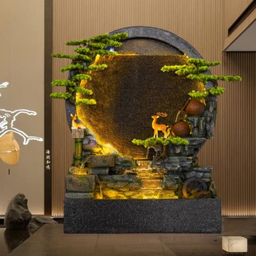 水幕墻流水墻假山噴泉客廳陽臺酒店造景觀店鋪水系聚寶盆屏風擺件