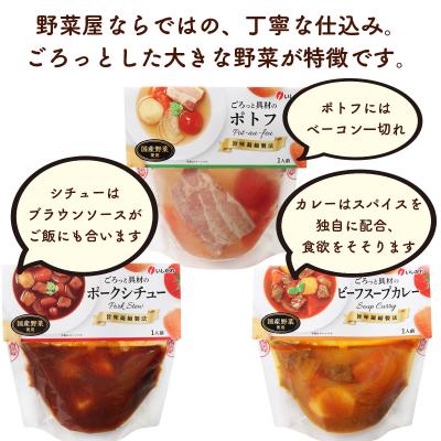 ふるさと納税 東松島市 スープ ごろっと具材の洋食 3種6食 常温保存 個包装 レトルト 国産 常温保存 レンチン 宮城県