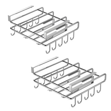 小麥購物 砧板鍋蓋多功能櫥櫃懸掛廚房置物架 帶鉤款 L2415  26 x 25.5 x 10cm  2個  銀色