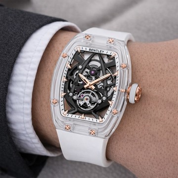 【BENTLEY 賓利】THE BLANCHE皓影系列 BL-72 氟矽膠 夜光 鏤空 機械 女錶 手錶