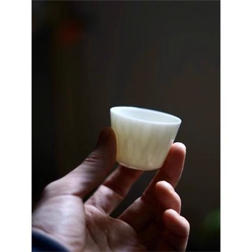 蘭庭瓜白系列 壓手杯 喝茶杯子高級感品茗杯主人杯景德鎮純手工