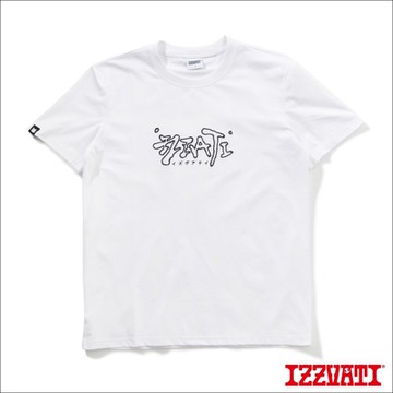 IZZVATI-空心字繩骨繡短T-白