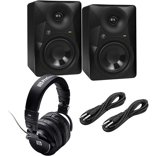 (2) Mackie MR524 inch Studio Monitor, Presonus HD9 Headphones, (2) Cables Bundle