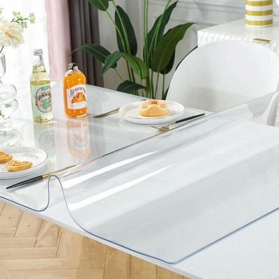 OstepDecor テーブルクロス 透明 デスクマット 90 x 130cm 厚さ1.5mm PVC製 テーブルクロス ビニール 透明布, 防塵・