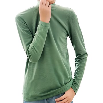 GIAT 吉亞特 兒童捍溫吸濕發熱衣 立領款  110  綠條