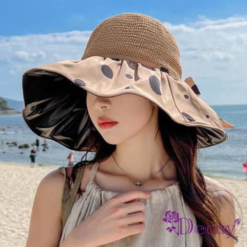 【Decoy】珍珠點點 蝴蝶結編織漁夫遮陽帽