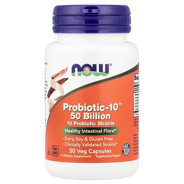 NOW Foods, Probiotic-10，500 億，50 粒素食膠囊