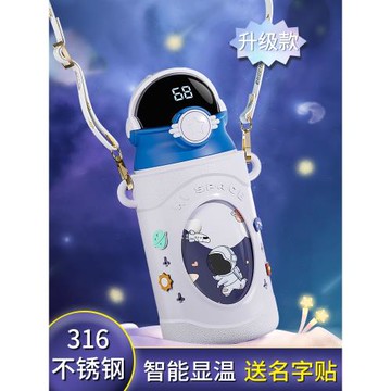 兒童吸管保溫杯男孩食品級316幼兒園女水壺上學專用寶寶智能水杯