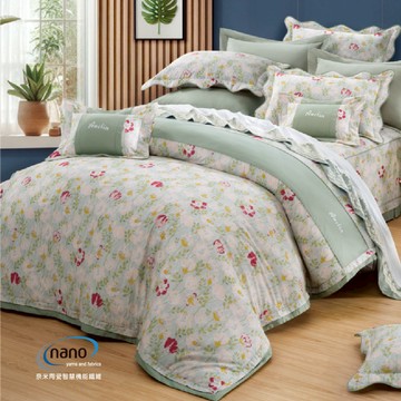 七件式床罩組/純粹好棉/2417花海繽紛(藍)
