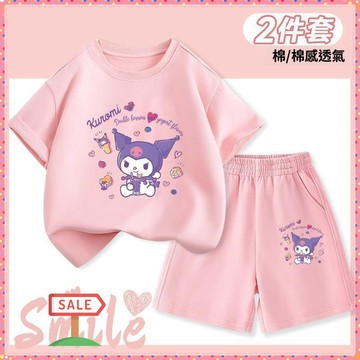 ATL 兒童短袖 女童短褲 女童套裝 兒童夏裝 中大童衣服 女童兩件套 兒童可愛卡通套裝 女童夏季透氣舒適短褲兩件套