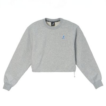 KANGOL 女 落肩短版繡花T 淺灰 6452100211