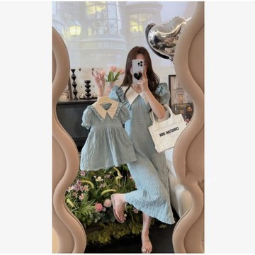 加購超划算🛒 親子裝連衣裙 母女裝 碎花洋裝 翻領公主裙 韓版 夏季 2026新款 洋氣 時尚 媽咪與寶貝