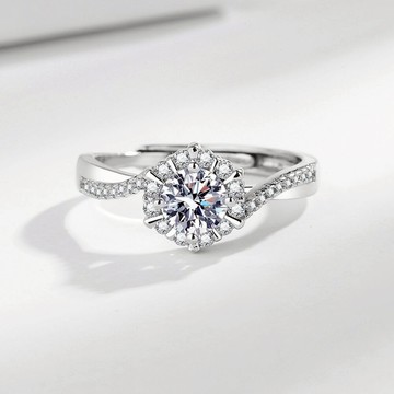 隔日到貨 公主 1克拉 莫桑鑽 完美車工 八心八箭 水晶 戒指 可調式戒圍2398