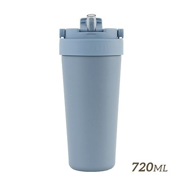 HOUSUXI 316附吸管保溫杯720ml-灰藍色