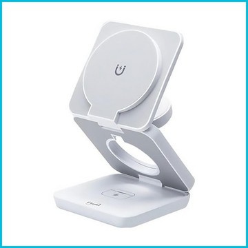 E-books B98 22W三合一支架摺疊磁吸快充無線充電器組 灰白色