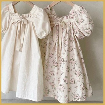 爆款熱推💖全臺免運 韓版夏季女童蝴泡泡袖兒童小孩長款純棉女童連衣裙中長款洋氣寶寶【4月16日髮完】 DBXO