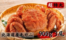 北海道産 冷凍 毛ガニ（超特大）約900g×3尾