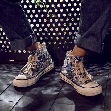 春季高幫帆布鞋男韓版潮流百搭印花鞋子男潮鞋透氣學生高邦男板鞋