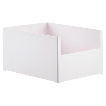 懶角落 櫥櫃收納筐 ABS+PP材質 深框  大號(28 x 20 x 15cm)  白色  1個