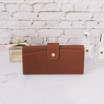 【禮盒】真皮掀扣式長夾 X0149 紅棕Y