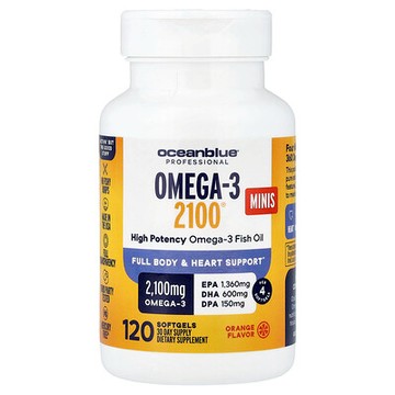 OceanBlue, Omega-3 2100® Minis，優效，橙味，120 粒軟膠囊（每粒軟膠囊 525 毫克）