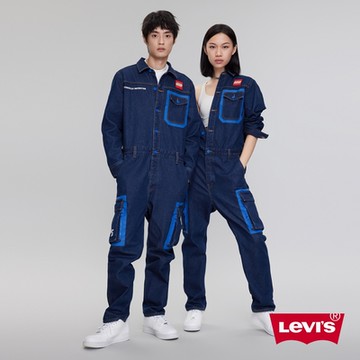 Levis X LEGO限量聯名 男女同款 復古牛仔連身工作衣 / 樂高豆豆樂標牌