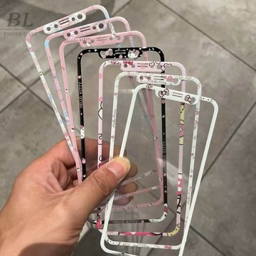 可愛卡通軟邊鋼化膜 適用iPhone 17 16 15 14 13 12 11 Pro Max xr 保護貼 保護膜
