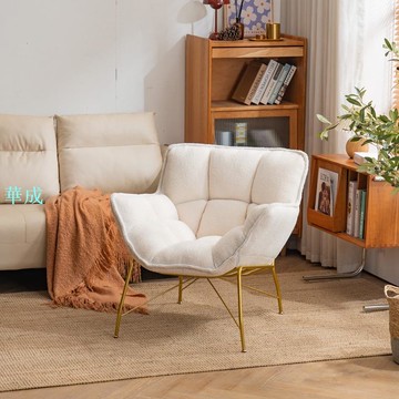 泰迪絨單人沙發椅輕奢客廳休閒沙發小戶型陽臺網紅懶人沙發單椅