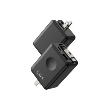 EAVA42W三孔無線快充2C1A自帶線四設備同時充電黑色充電器E-4546-B