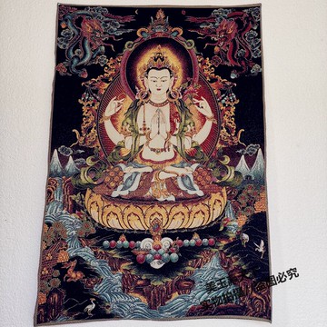 唐卡裝飾畫掛畫八方財神畫像觀音吉祥八寶佛像藏佛四臂觀音菩薩像