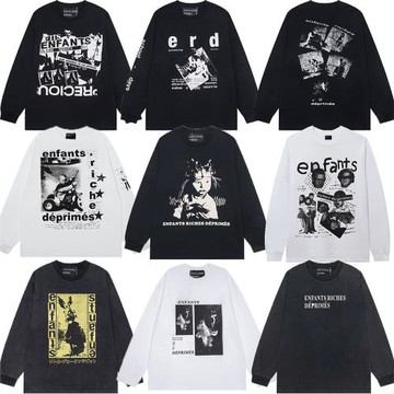 ERD憂郁的富二代重磅水洗寬松純棉長袖T恤vintage復古情侶衛衣男