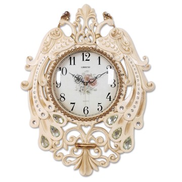 麗盛中號歐式靜音客廳單面掛鐘時鐘掛表臥室鐘表餐廳鐘表