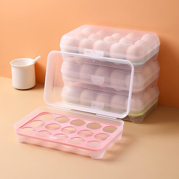 🚀現發直出🥇跨境廚房15格冰箱雞蛋盒保鮮盒塑料便攜食品收納儲物盒透明蛋託盒