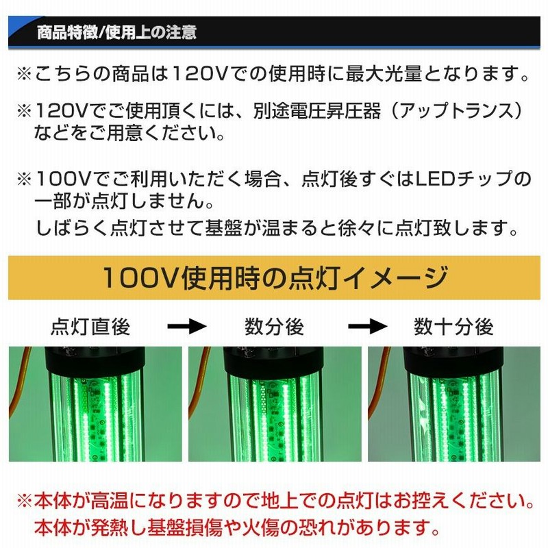 集魚灯 水中 ライト グリーン 100v AC専用 600w 水中集魚灯 トビウオ