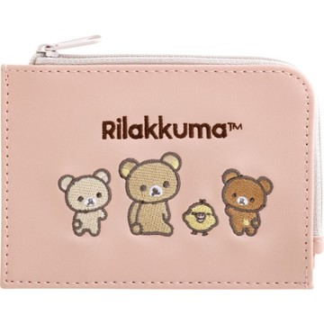 小禮堂 拉拉熊 皮質L型票卡零錢包 (粉好友款)