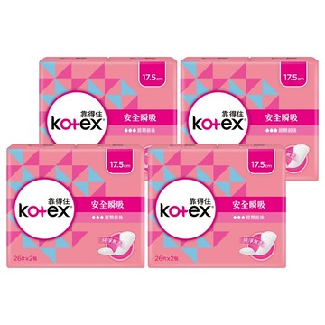 Kotex 靠得住 安全瞬吸護墊 無香  加長型(17.5cm)  52片  4包