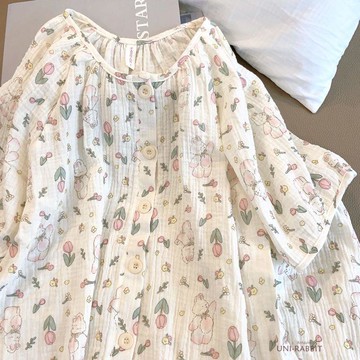 ins睡衣夏季短褲短袖網紅甜美泡泡棉可愛開衫家居服居家夏天套裝韓國居家服睡衣套裝女生睡衣居家睡衣睡衣女