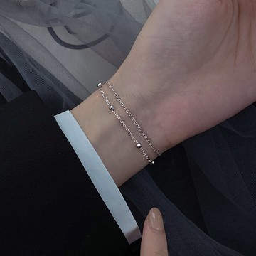 925純銀轉運珠雙層手鏈女ins小眾設計感輕奢冷淡風手飾高級感飾品