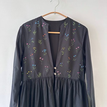 長袍抓褶洋裝・野花