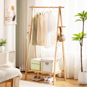 HappyLife 實木可折疊衣帽架 80公分 Y12357